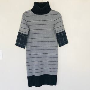 Diane von Furstenberg Knit Sweater Dress Turtleneck Wool Gray Women's Size S